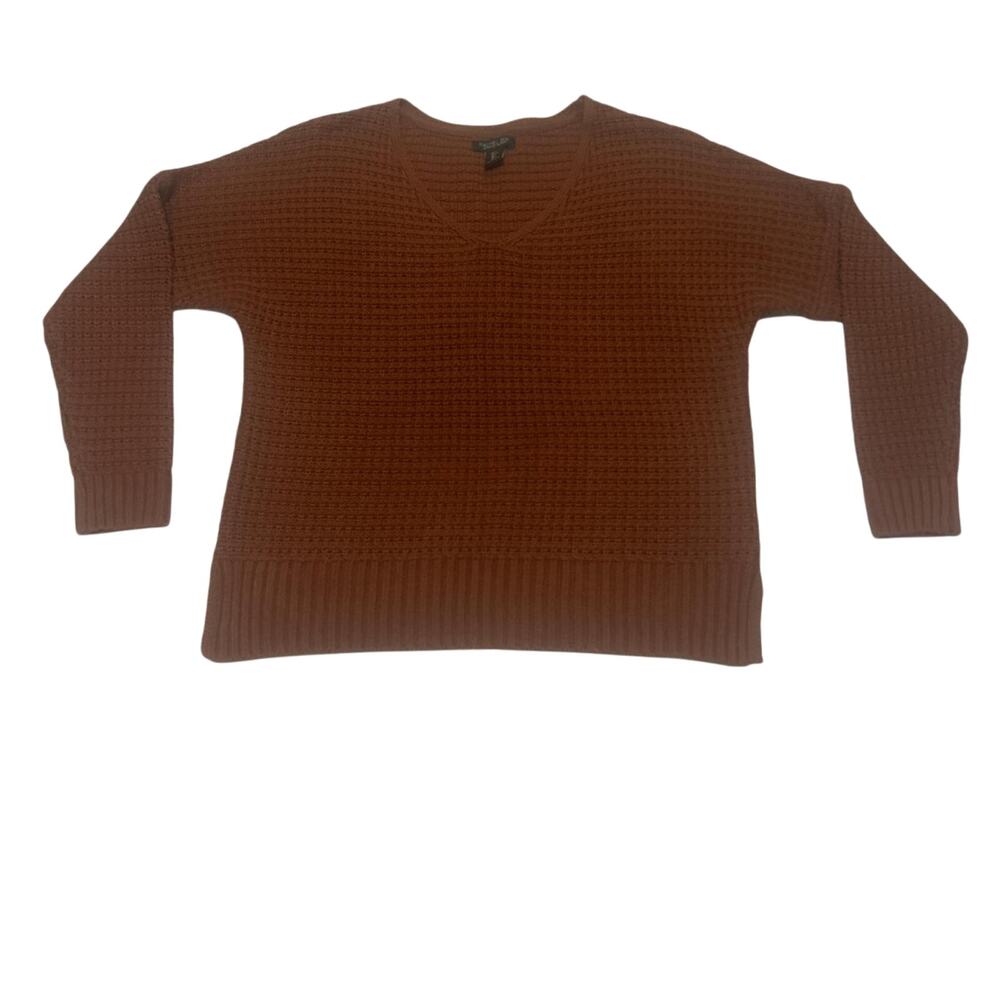 Rachael Zoe Brown Orange Thick Cable Knit Cotton Blend Sweater Large